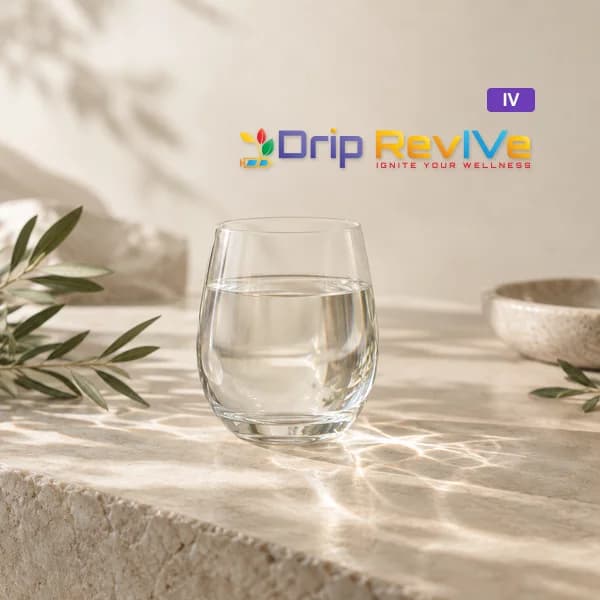 Hydration illustrative service photograph with the Drip RevIVe logo